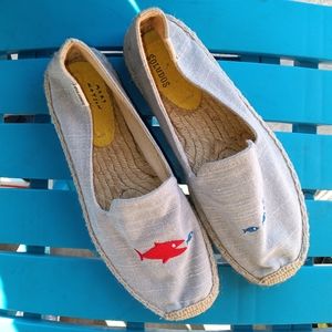 Soludos x Mary Matson Collab Fish Espadrille Canvas Shoes Womens size 8